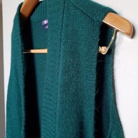 Roaman's green open front long cardigan vest size M - Picture 8 of 12